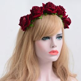 Rose Flower Crown Wedding Festival Headband Hair Garland Wedding Headpiece 6pcs/