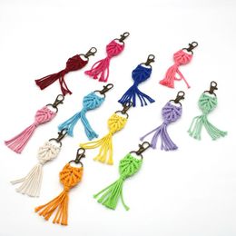 Hand-woven Cotton Rope Tassel Keychains For Women Key Holder Keyring Boho Macrame Bag Charm Car Hanging Pendant Jewelry Gifts