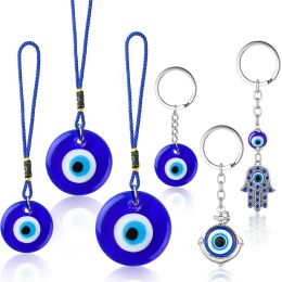 Key Rings L Evil Eye Keychains Blue Glass Hand Sier Round For Men Women Handbags Decorations Drop Delivery 2022 Bdesybag Amvrb