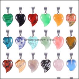 Charms Custom Assorted Quartz Small Heart Charm Necklace Pendant Diy Jewellery Healing Crystal Hearts Shaped Stone Pendant Dhseller2010 Dh5Ha