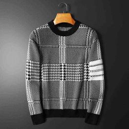 Men's Sweaters European High-end Boutique Trend Jacquard Sweater Men's Round Neck Casual Autumn Winter Thickened Knitted Pullover Large Top T220906