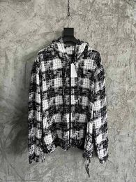 New men's zipper cashmere jackets designer style Plaid casual long sleeve coat top