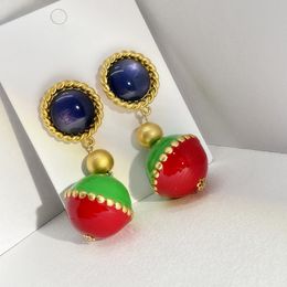 Dangle & Chandelier Statement Fashion Metallic Colourful Resin Christmas Ball Drop Earrings For Women Creative New Year Gifts