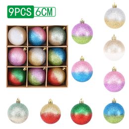 6cm 8cm Rainbow Sprinkling Gold Christmas Balls Xmas Tree Hanging Ornaments Ball Christmas Decorations for Hotel Home Navidad New Year Gift Pendant