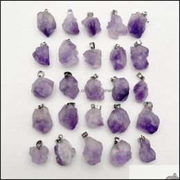 Charms Natural Amethysts Stone Pendants For Jewelry Making Charms Irregar Accessories Drop Delivery 2021 Findings Compone Dhseller2010 Dhggw