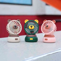 Electric Fans Creative Cartoon bear desktop Mini Fans Big Wind Desktop Portable USB Charging Handheld Fan Portable Air Conditioning T220907