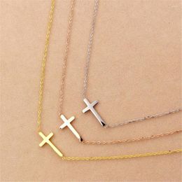Pendant Necklaces Martick Creative Cross Shape Christian Chain Necklace For Women Europe Brand Low Price Jewellery P468