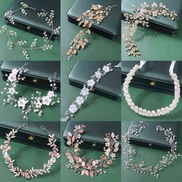 Wedding Hair Jewelry New Design Crystal Pearls Wedding Headbands For Women Bride Handmade Silver Color Rose Gold Hair Accessories Girls Party Gifts T220907