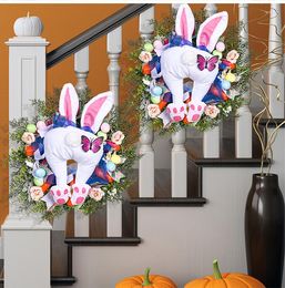 Decorative Flowers Easter Plush Wreath S Welcome Spring Butterfly Happy Day Colourful Eggs Decor For Home Door