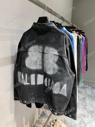 xinxinbuy Men designer Coats Jacket Denim Graffiti letters paris women green black Grey blue S-2XL