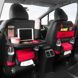 Car Organizer Seat Back With Table Oxford Backseat Hanging Holder Foldable Travel Storage Bag Bottle Tissue Organiser