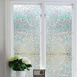 Window Stickers 3D Film Privacy Static Decorative Non-Adhesive Anti UV Square Mosaic