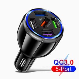 QC 3.0 Car Charger 15A Fast Quick Charging Chargers 5Usb Ports Auto Power Adapters For Iphone 11 12 13 Mini pro max Samsung Lg android phone