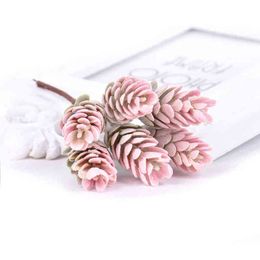 Faux Floral Greenery 6 pcs Colour pine cone artificial flower pineapple artificial plant wedding home decoration DIY scrapbook gift box craft flower J220906