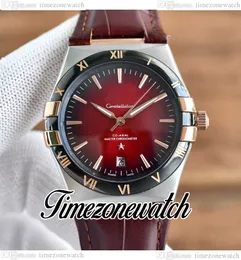 39mm 8900 Automatic Mens Watch 131.23.41.21.11.001 D-Red Dial Two Tone Steel Case Black Bezel Brown Leather Strap New Watches TWOM Timezonewatch E442A4