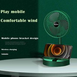 Electric Fans Homdd Desktop Portable Air Conditioner Usb Rechargeable Mini Folding Telescopic Stand Floor Fan for Home Outdoor LowNoise Summer T220907