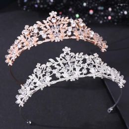 Hair Clips Silver Colour Rose Gold Handmade Tiaras And Crowns For Wedding Accessories Crystal Rhinestone Princess Diadems Women Jewellery