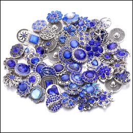 Other Mixed Rhinestone Flower Snap Button Jewellery Components Sier 18Mm Metal Snaps Buttons Fit Bracelet Bangle Noosa Dro Dhseller2010 Dhmoo