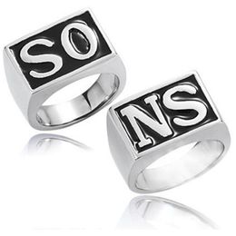 silver costume rings NZ - 2pcs The Sons Of Anarchy Rings Men Rock Punk Cosplay costume Silver Size 8-13 Harley Motorcycle ring finger2938