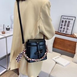 Evening Bags Women's Bag 2022 Black PU Leather Fashion Female Shoulder Trend Personality Crossbody Solid Color White Blue