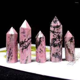 Decorative Figurines 1pc Natural Crystals Rhodonite Obelisk Rose Quartz Healing Crystal Wand Energy Pyramid Stone Ornament For Home Decor