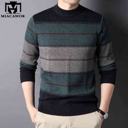 Men's Sweaters New Top Quality Sweater Mens Winter Warm Wool Knitwear Pullover Vintage Striped Streetwear Casual Jumper Men Clothing Y373 T220906