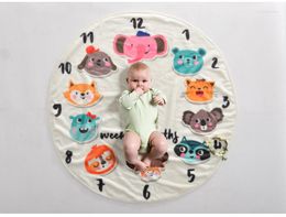 Blankets 10pcs/lot Round Baby Milestone Blanket 90cm Diameter 4 Styles Flannel Good Quality Monthly Pograph Tool