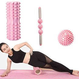 Hand Grips Fitness Pilates Foam Roller Blocks Suit Column Relax Ball Yoga Stick For Back Waist Arm Leg Foot Massage Trainer 0908