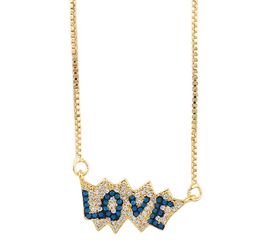 Jewelry Necklaces Pendants letter LOVE chain necklace Zirconia Jewelry Cubic Crystal Cz Fashion Charm e46uj
