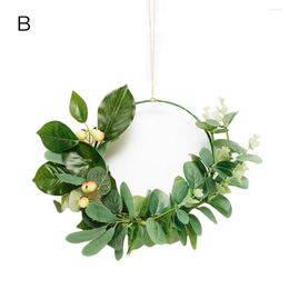 Decorative Flowers Simulation Eucalyptus Wreath Artificial Nordic Style Wall Decoration Po Props Original Gift Hook Floral Iron Ring