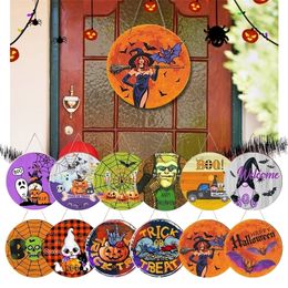 Party Decoration Halloween Wooden Door Hanging Signs Happy Halloween Trick Or Treat Pumpkin Zombie Witch Decoration Halloween Gifts #t2g 220908