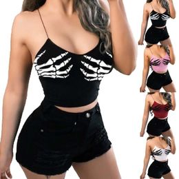 Bustiers & Corsets Tshirt 2022 Blouses Corset Sexy Cloth Goth Clothes Y2k Women's Magic Claw Printed Bralette Camisole Fitted Halter Tank