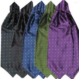 Bow Ties Men's Fashion Smooth Polka Dots Print Ascot Tie Neck Silk Blend Scarf Cravat