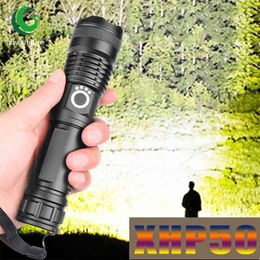 XHP50 Tactical Flashlight Strong Light Rechargeable Led Flashlight Use18650 Or 26650 Battery Zoom 5 Modes Outdoor Camping J220713