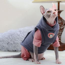 Cat Costumes Clothes Winter Warm Cotton Sphynx Hoodies Fleece Sweatshirt Vest For s Sphinx Kitten Pyjamas Supplies 220908