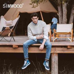 Men's Sweaters SIMWOOD 2022 Autumn Winter New Cable-Knit Sweater Men Wool Blend Warm Knitwear Classical Pullovers Knit Jumper SJ121220 T220906