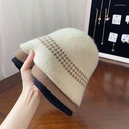 Berets Brand High-end Woolen Bowl Hat Women Autumn And Winter All-match Japanese Retro Knitted Fisherman To Modify The Face Shape
