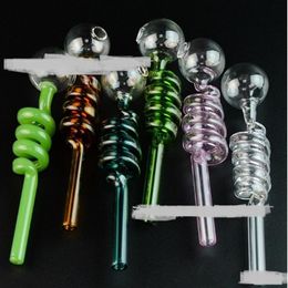 Heat resistant Thick Glass Oil Burner Smoking Pipes Hand-made Colorful Mini Water Pipe Glass Tube