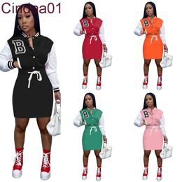 Womens New Sports Dresses Fashion Embroidered Letters Sexy Button Dress With Pocket