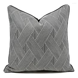 Pillow Light Luxury Jacquard Cover 45x45/50x50CM High Precision Black And White Striped Throw Pillows Case Sofa Bed Home Decor