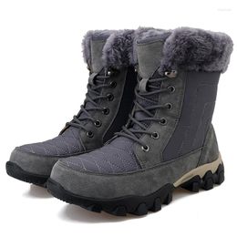 Boots Winter Snow Men Waterproof Male Boot Warm Shoes Outdoor Hiking Anti Slip 2022 Black Grey