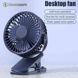 Electric Fans Geekroom USB Mini Wind Power Handheld Clip Fan Ultra-quiet Fan High Quality Portable Student Cute Small Cooling Ventilador T220907