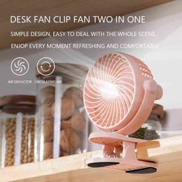 Electric Fans Portable usb rechargeable fan mini desktop clip fan 360 degree 3-speed silent with strong wind rotating silent T220907