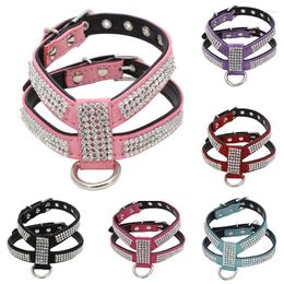 Dog Collars Collar Adjustable Pet Products Necklace Harness Leash Quick Release Bling Rhinestone 1 PC PU Leather