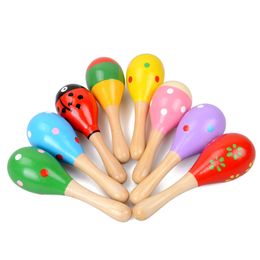 Baby Wooden Toy Rattle Infant Cute Wood Rattle Toys Orff Musical Instruments Kids Early Educational Toys 11.5CM