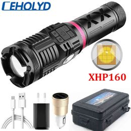 Xhp160 lanterna LED 16 core 4 cores 4 cores de alta qualidade Banco de energia recarregável USB 500000 lúmen 18650 Torch Alumínio Zoom Lantern J220713