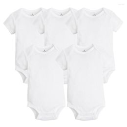 Rompers 5 PCS/LOT Born Baby Clothing 2022 Summer Body Bodysuits 100% Cotton White Kids Jumpsuits Boy Girl Clothes 0-24M