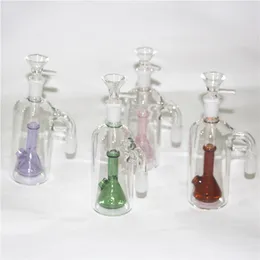 hookahs New design Glass Ash Catcher with downstem 14mm joint Glass Recycler bongs Water Pipes 4 Colours silicone oil container