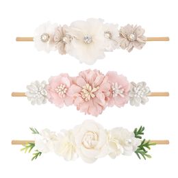 Baby Girl Hair Accessories Flower Headbands Full Handmade Bundle Nylon Elastic Hairband Headwear 20220908 E3