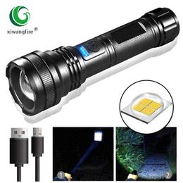 2022 New P50 Led Flashlight Usb Rechargeable Outdoor Camping Waterproof Power Display Lighting Glare Flashlight With Zoom Function J220713